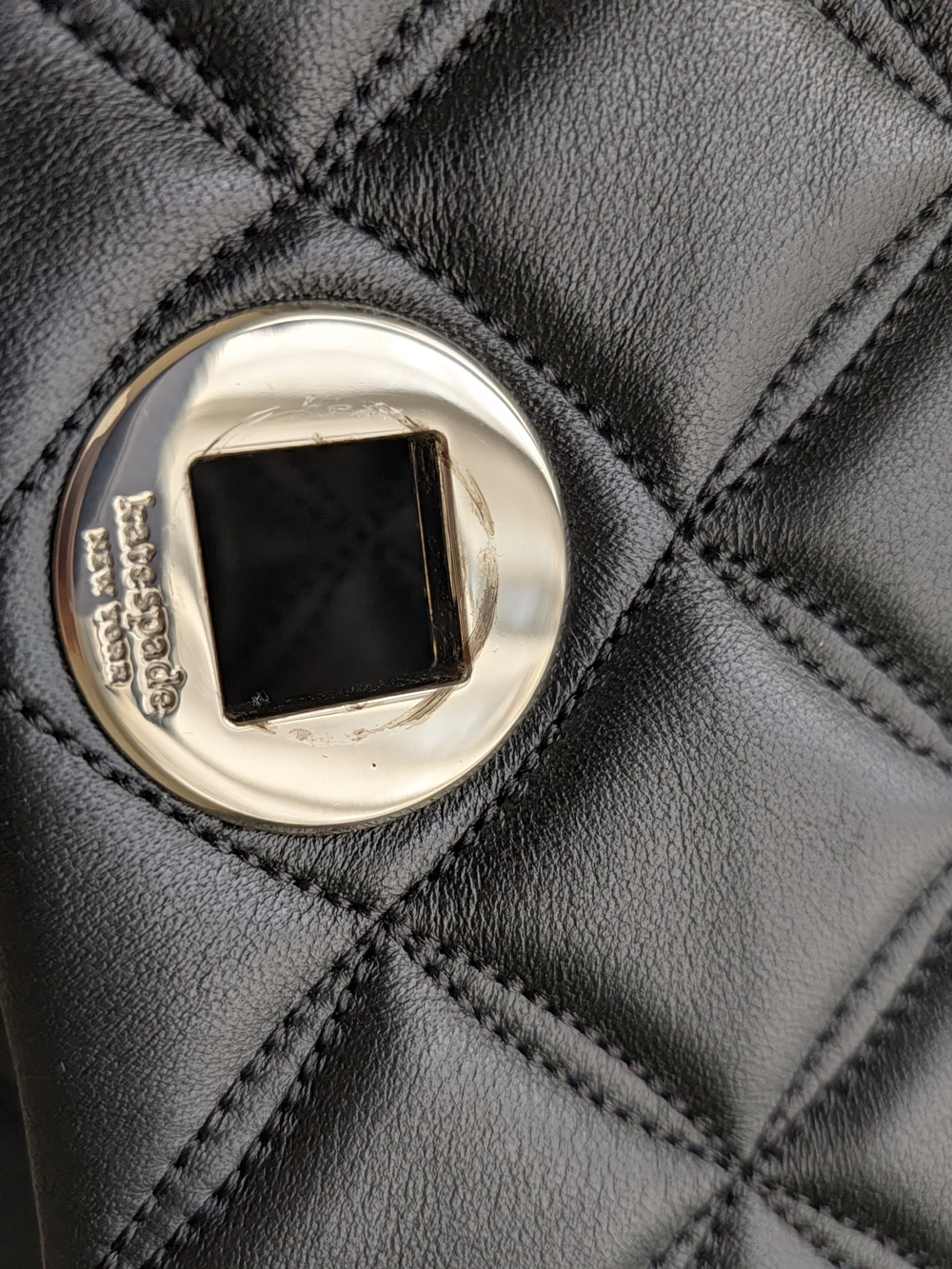 Kate Spade Black Quilted Leather Bag with Silver Turn-Lock